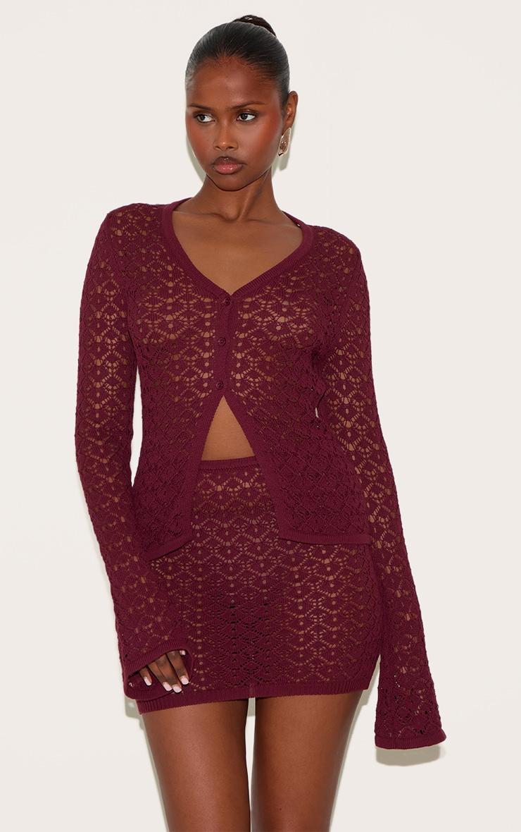Plum Crochet Mini Skirt Product Image