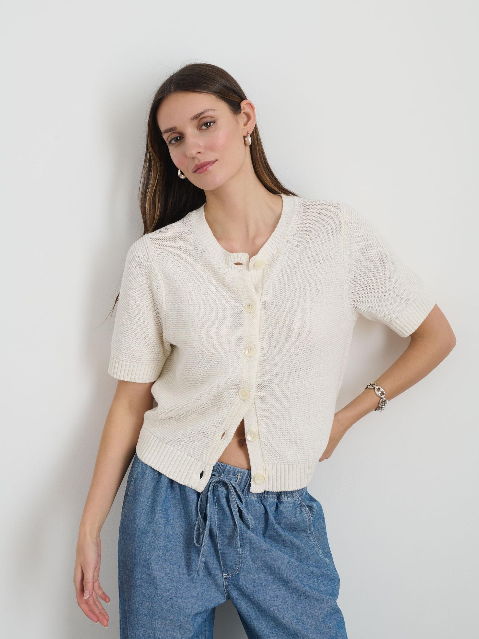 Elle Sweater In Cotton Linen Product Image