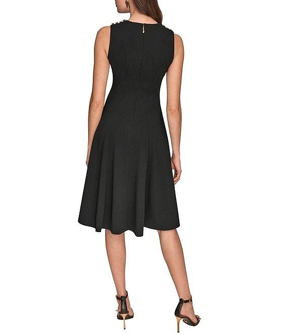 Donna Karan Scuba Crepe V-Neck Sleeveless Dress Product Image