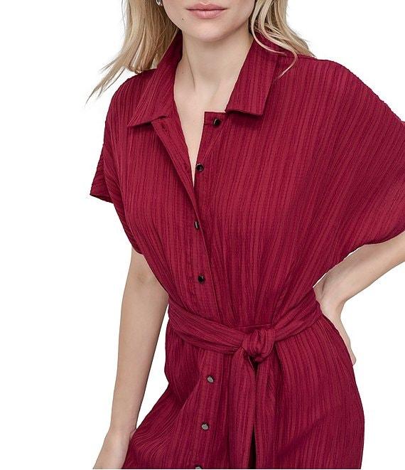 DKNY by Donna Karan Short Sleeve Pleated Shirt Midi Dress Product Image