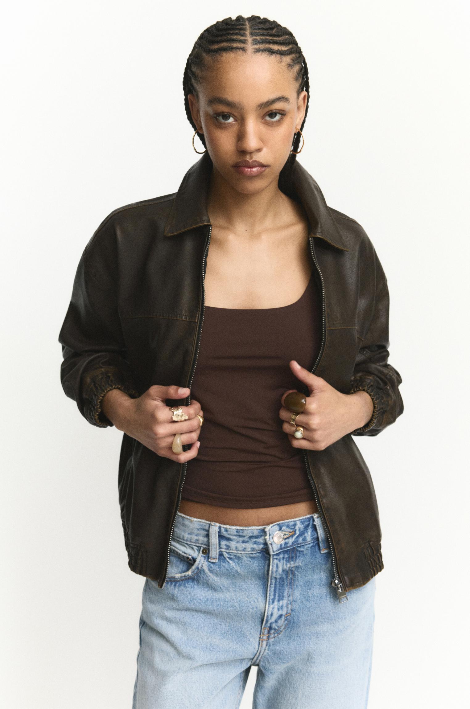 Faux leather bomber jacket Product Image