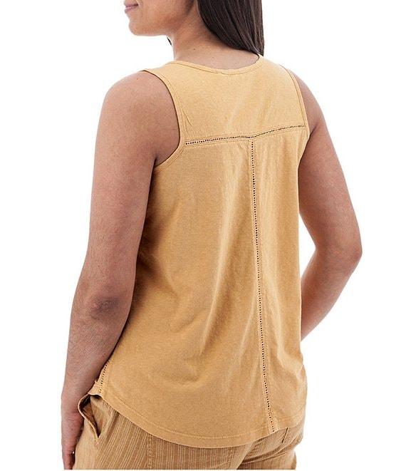 Aventura Simone Organic Cotton Hemp Slub Knit Jersey Soft V-Neck Ladder Lace Trim Tank Product Image