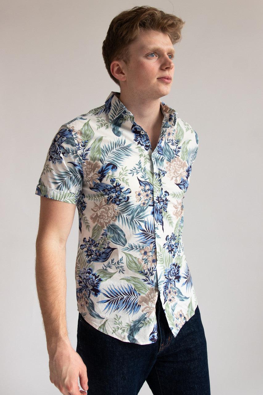 Muted Floral Palms Hawaiian Shirt Product Image
