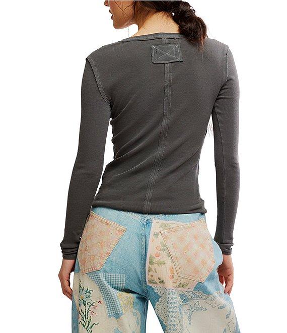 Free People We The Free Jamie V-Neck Long Sleeve Henley Top Product Image