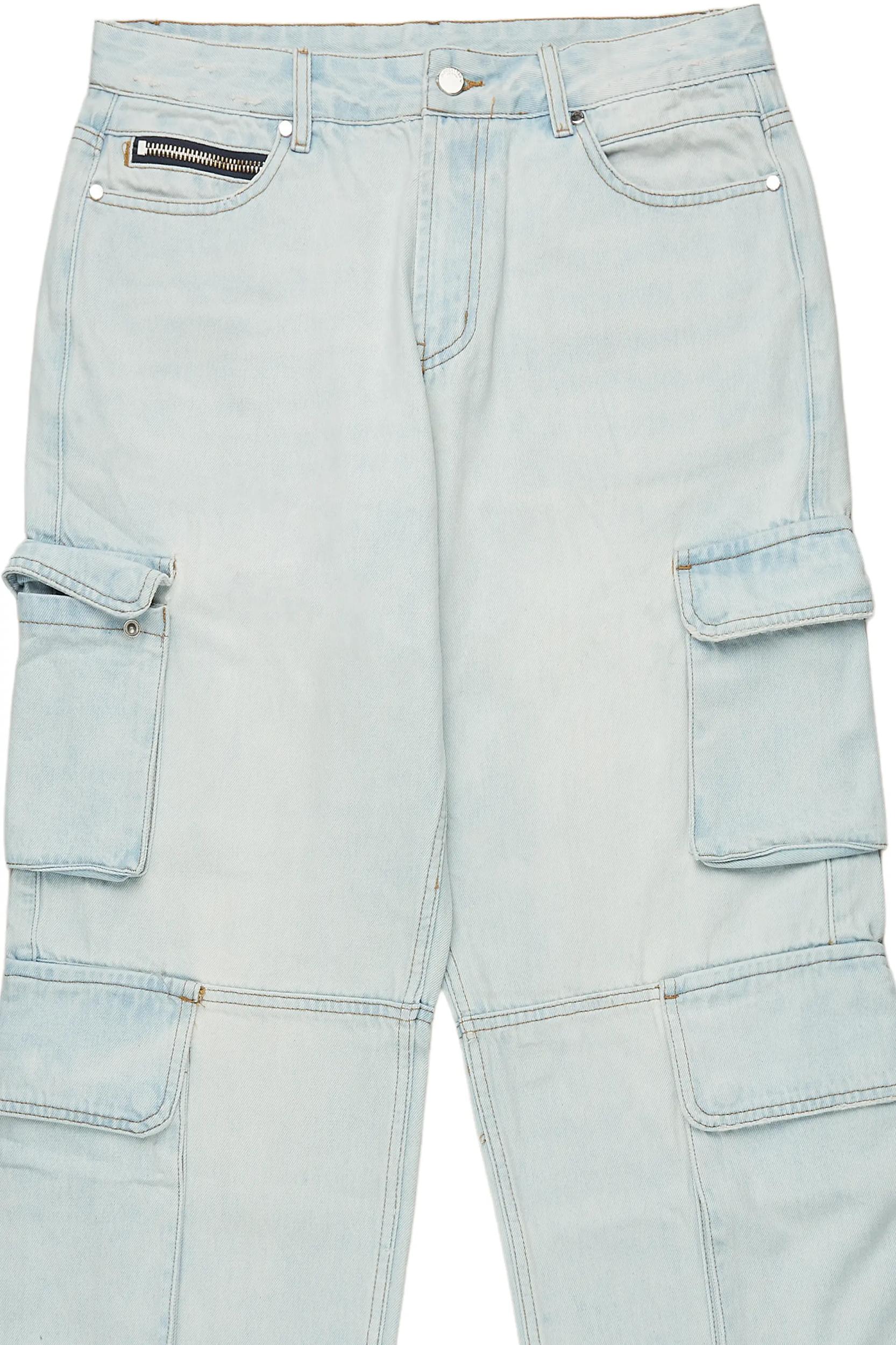 Gregor Blue Baggy Fit Cargo Jean Male Product Image