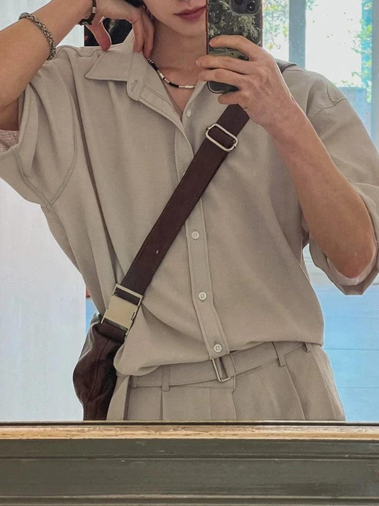 RT No. 18111 COLLAR SHIRT & PLEATED STRAIGHT PANTS Product Image