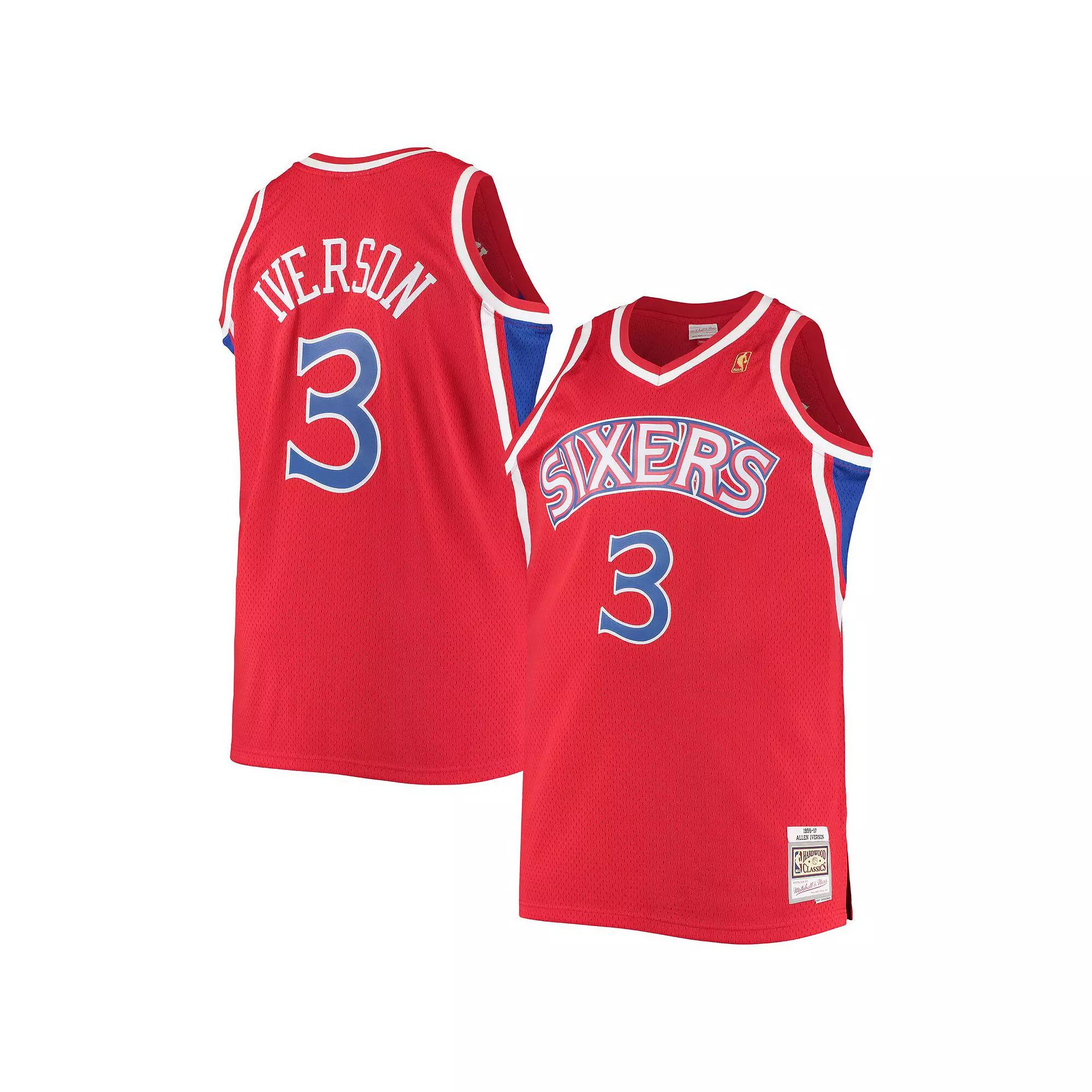 Men's Mitchell & Ness Allen Iverson Red Philadelphia 76ers Big & Tall Hardwood Classics Swingman Player Jersey,  Product Image