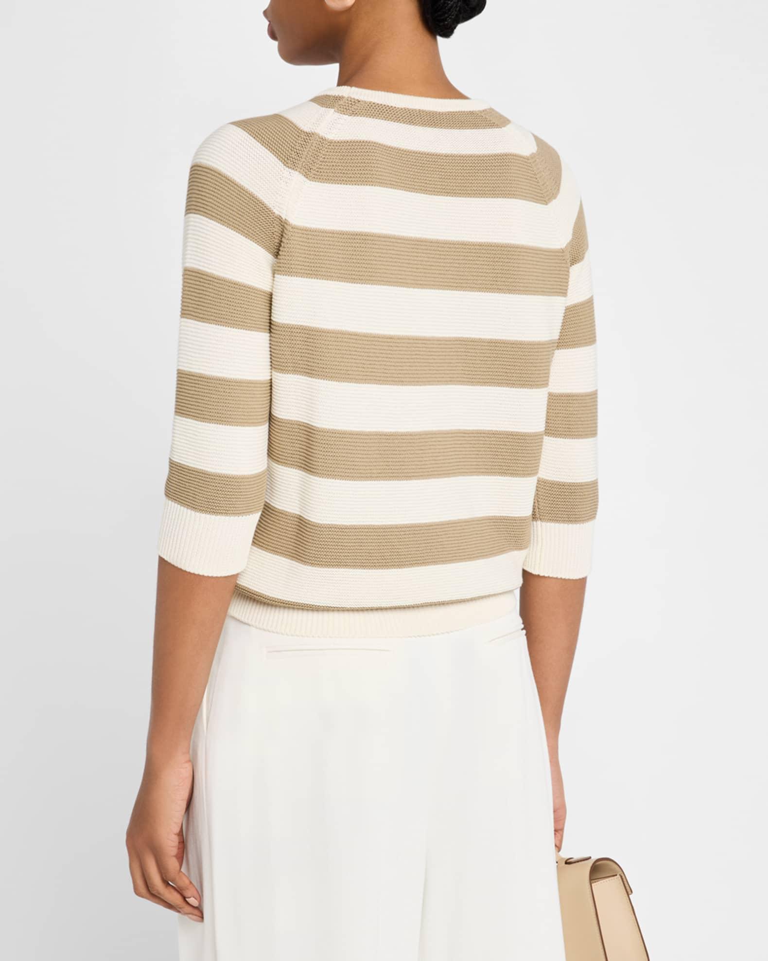 Sante Striped 3/4-Sleeve Cotton Sweater Product Image