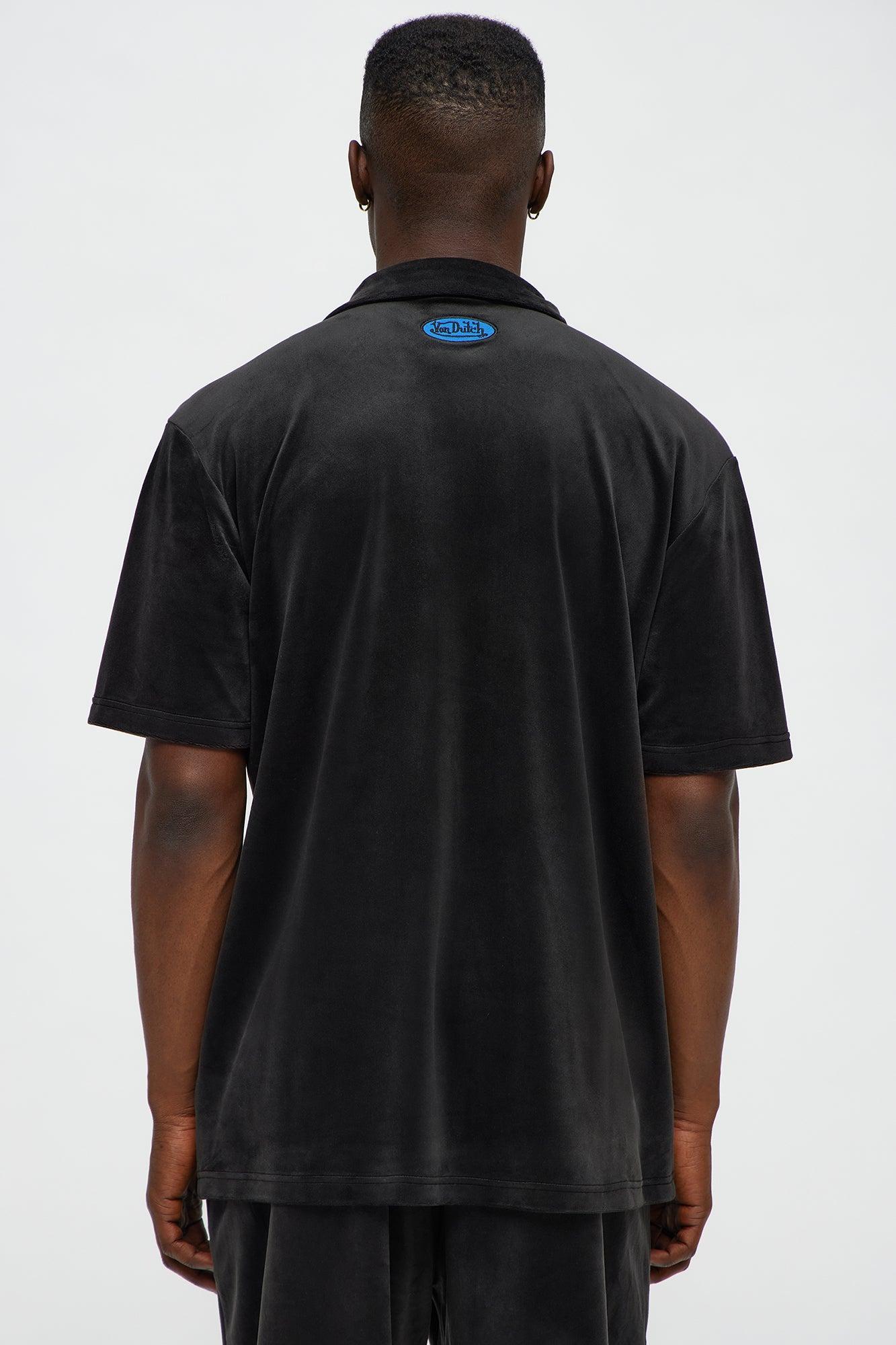 Von Dutch Regular Fit Side Logo Velour Shirt - Black Male Product Image
