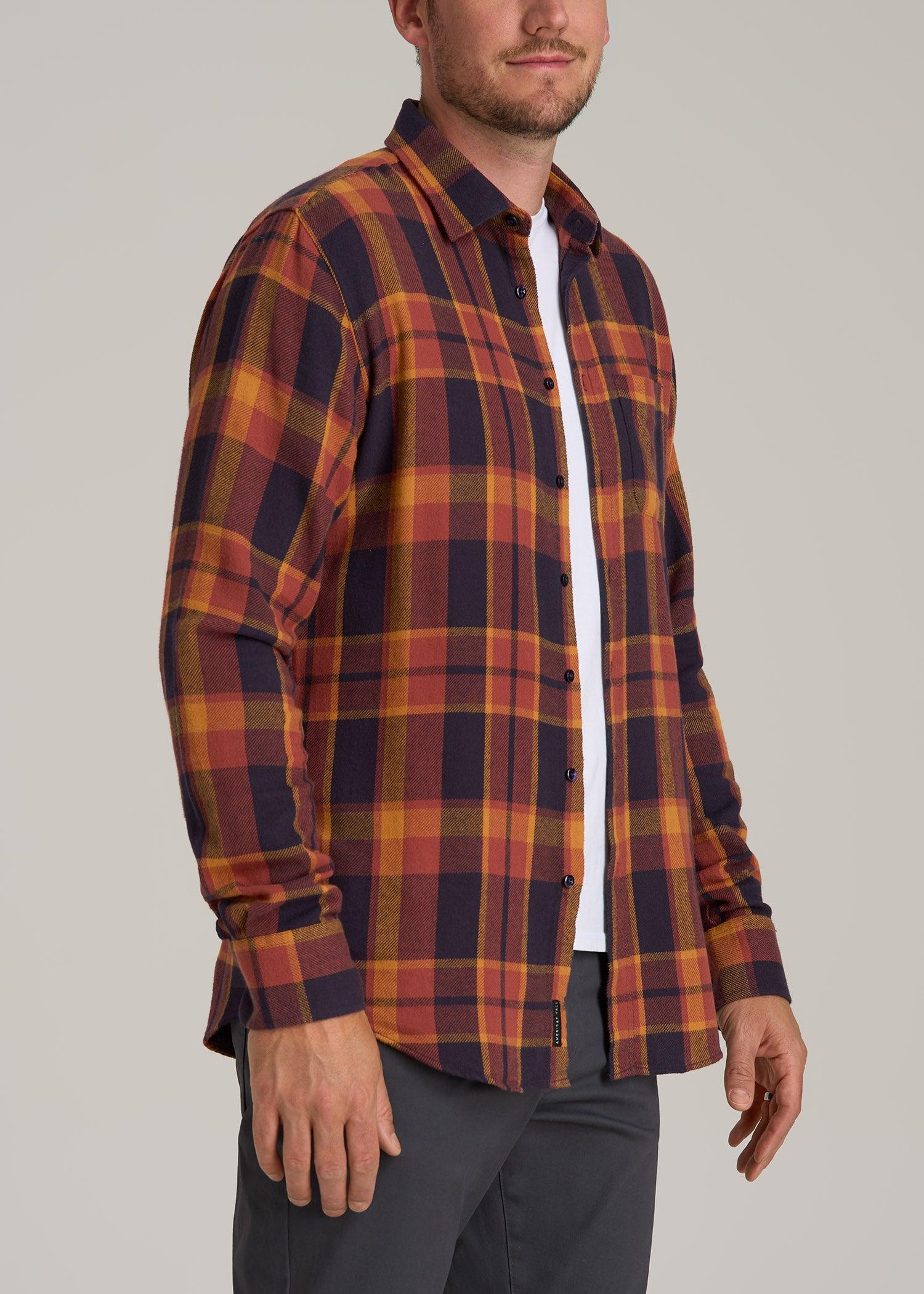 Nelson Flannel Shirt for Tall Men in Burnt Orange Tartan Product Image