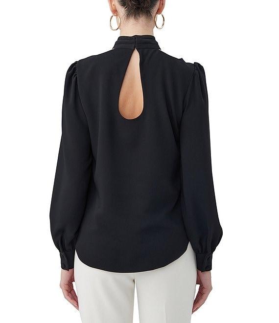 Trina Turk Kanai Cross Halter Neck Cutout Long Sleeve Blouse Product Image
