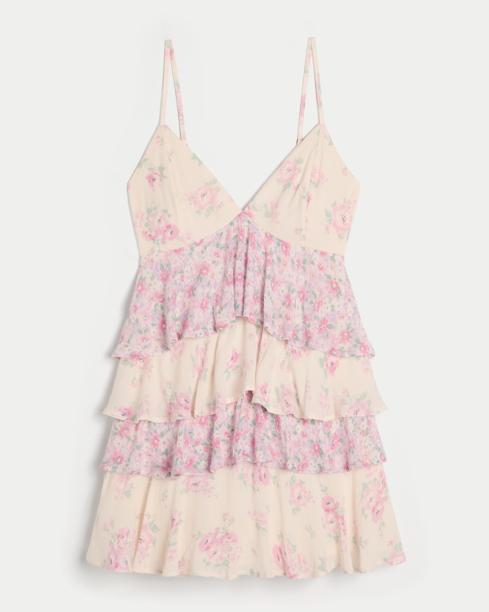 V-Neck Ruffled Tier Babydoll Mini Dress Product Image