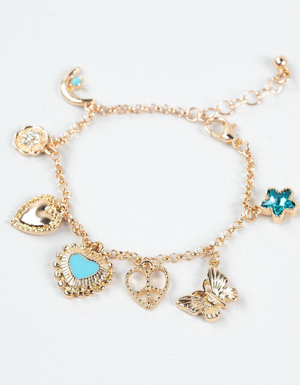 FULL TILT Heart/Butterfly Charm Bracelet - GOLD Product Image