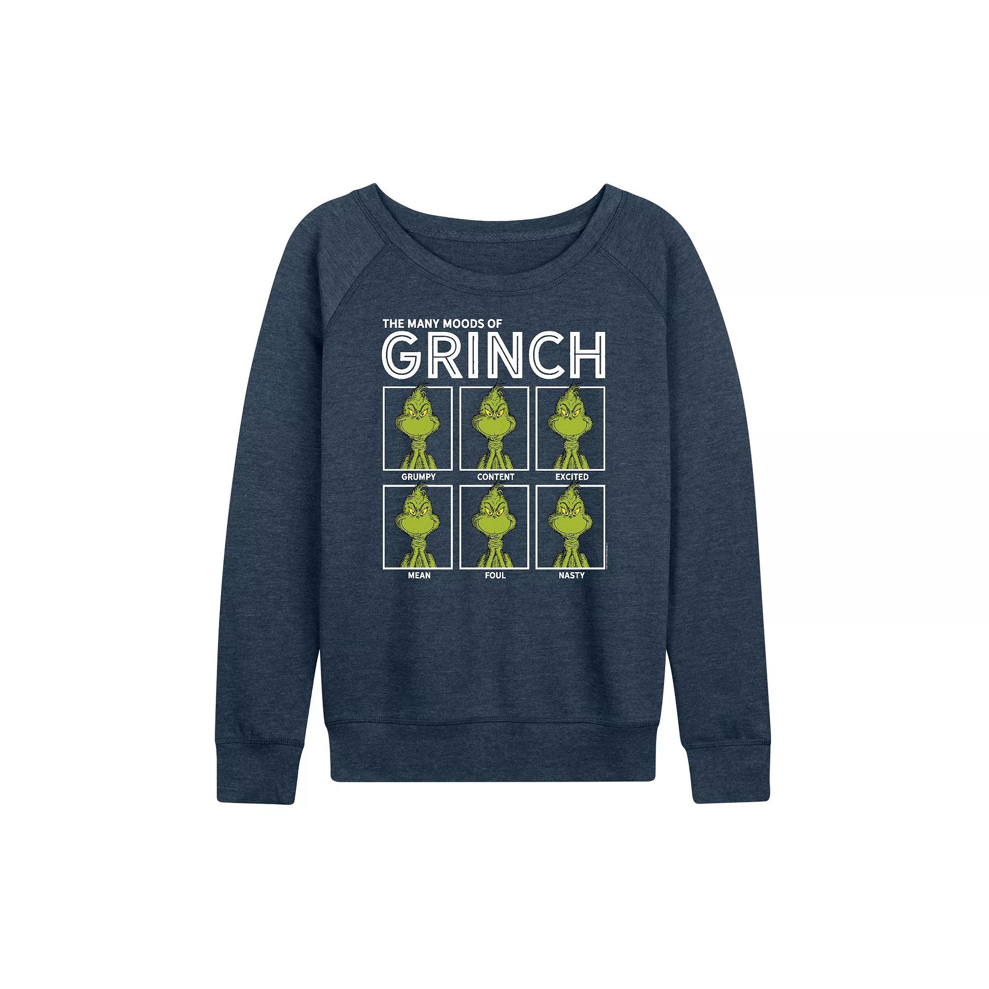 Women's Dr. Seuss The Grinch Many Moods French Terry Long Sleeve Tee, Girl's,  Product Image