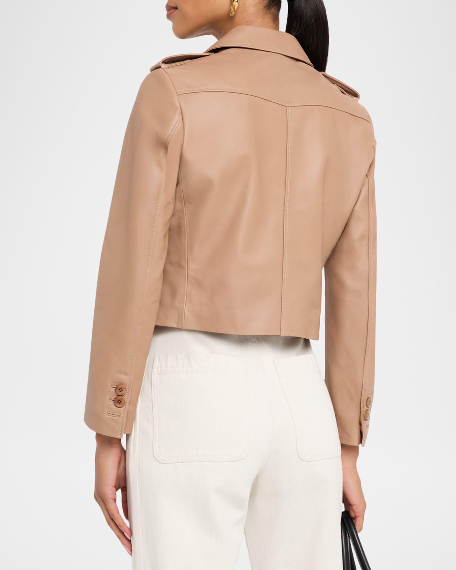 Sleek Statement I Lambskin Leather Crop Jacket Product Image