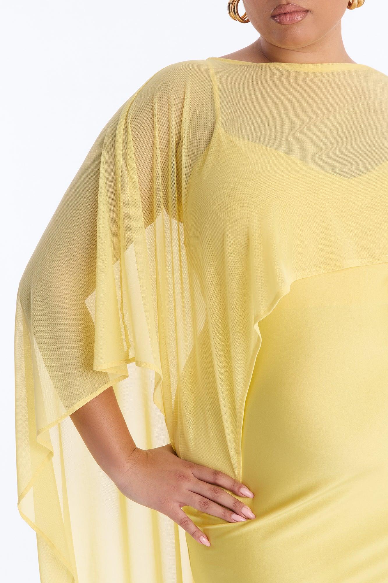 Staying True Satin Maxi Dress - Butter Yellow Female Product Image