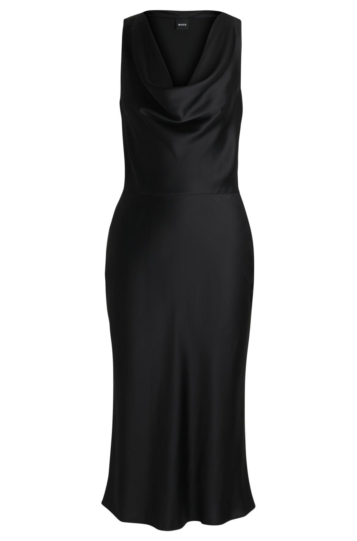 Cowl-neck dress in fluent satin with cowl neckline Product Image