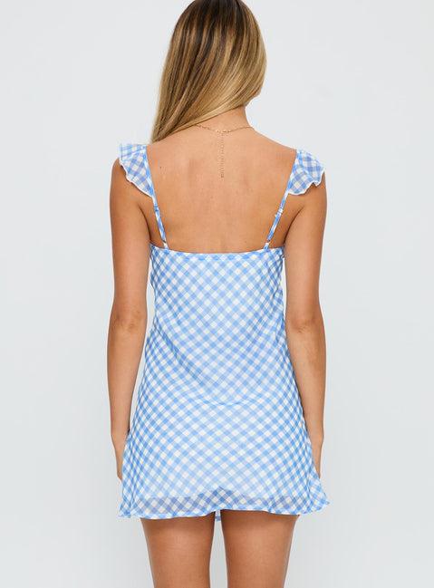 Marseilla Mini Dress Blue Check Product Image