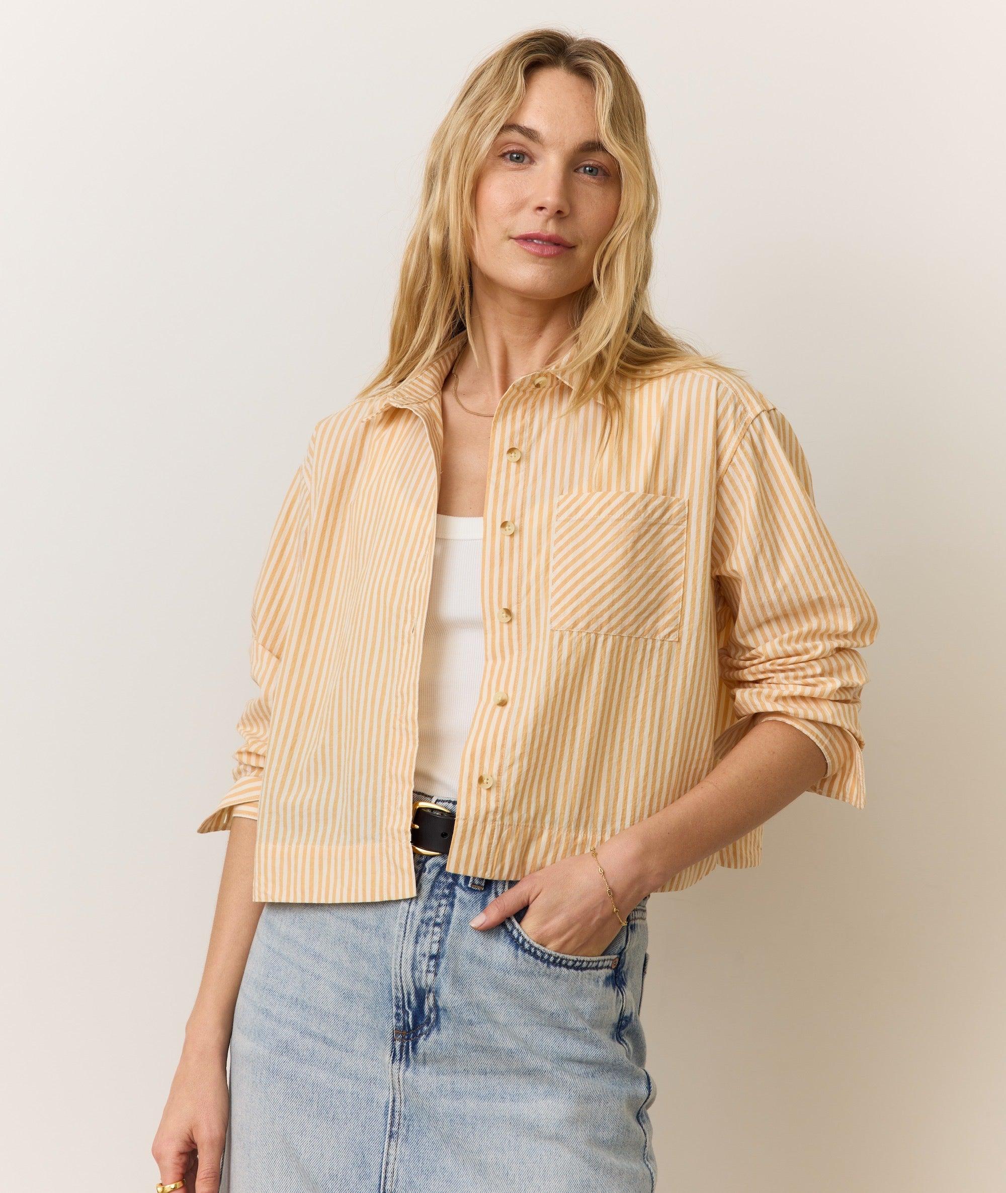 Mia Cropped Shirt in Cali Poplin Product Image