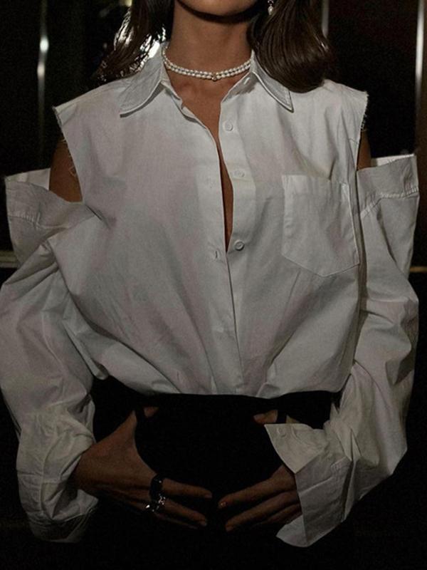 Off Shoulder Loose Long Sleeve Blouse Product Image