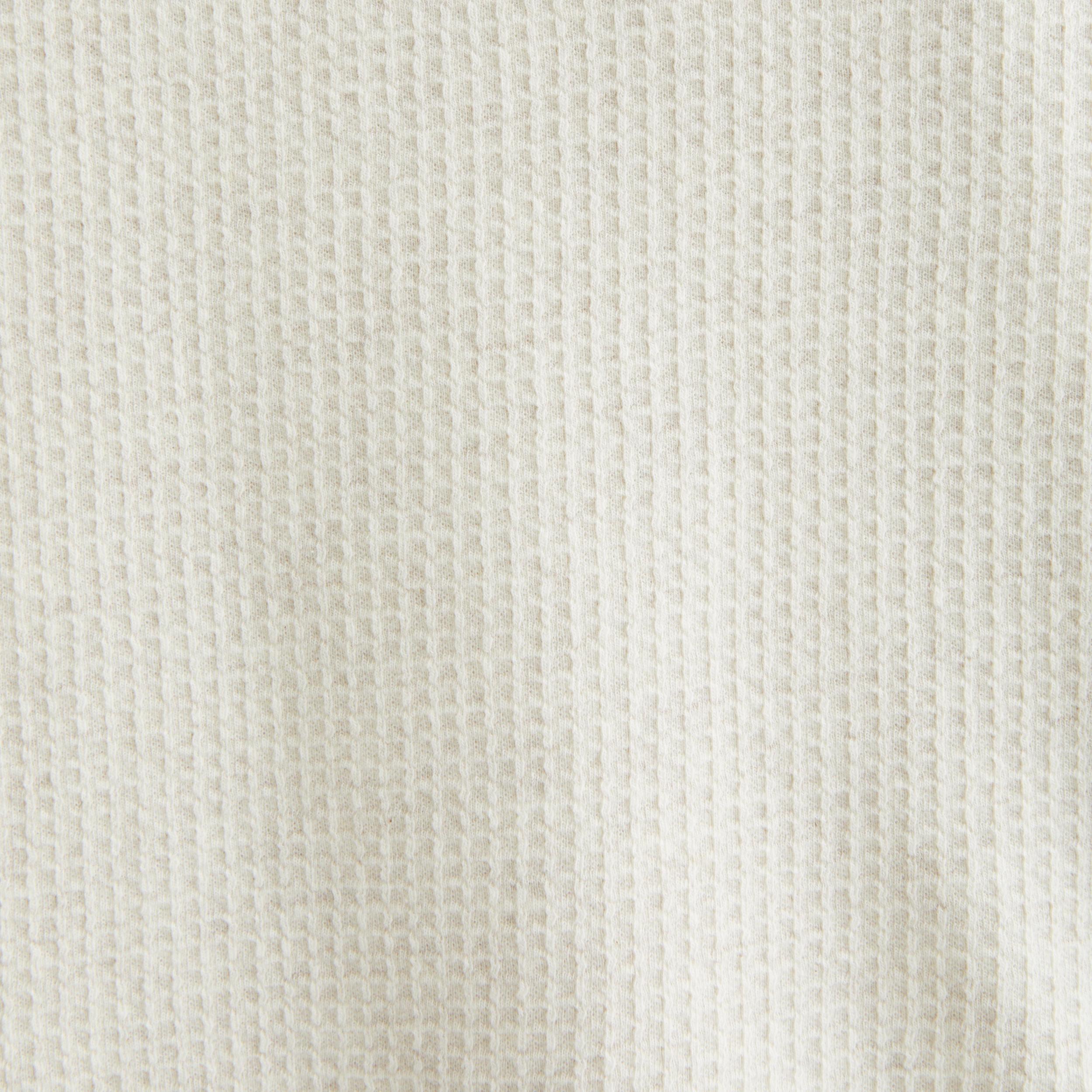 Long-Sleeve Grid Waffle Cropped Henley Product Image