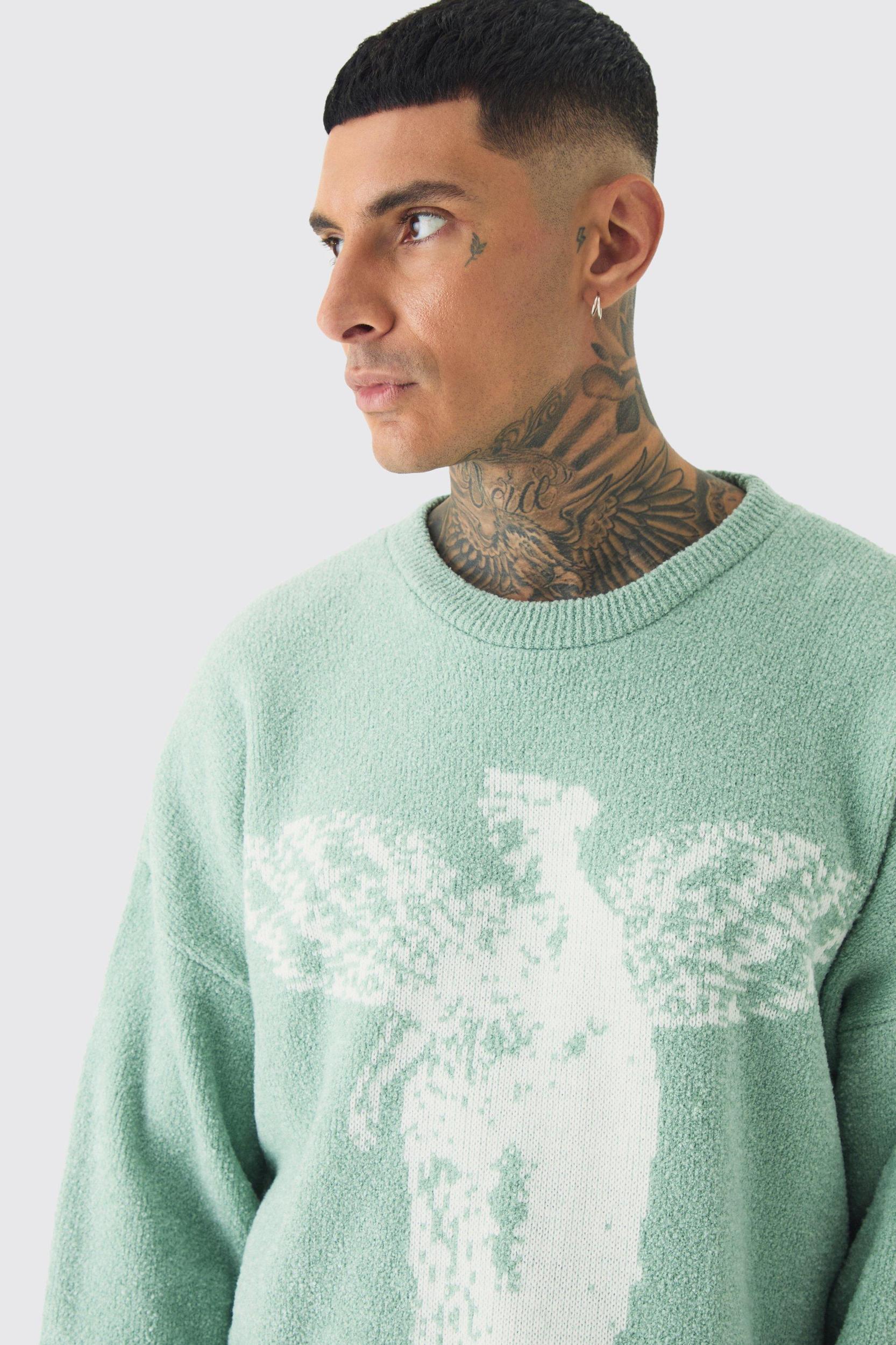 Tall Boucle Knit Renaissance Crew Neck Sweater | boohooMAN USA Product Image