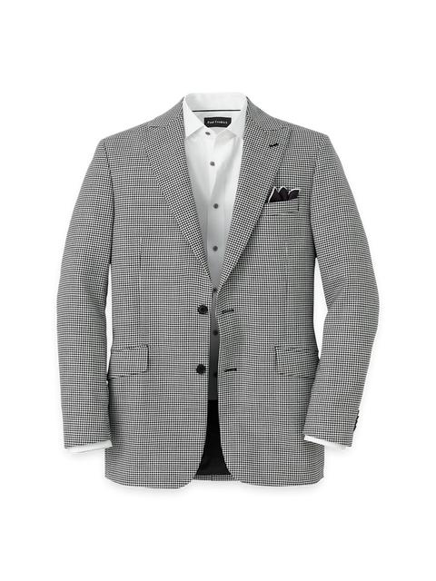 Wool Houndstooth Single Breasted Peak Lapel Sport Coat - Black/white Product Image