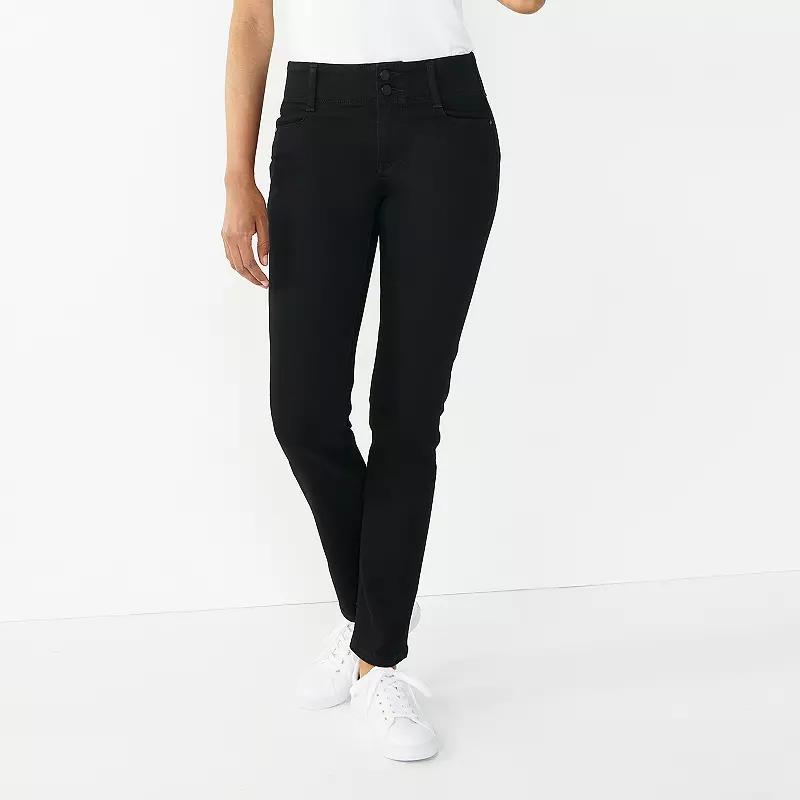 Women's Nine West Tummy-Control Slim Straight Jeans, Size: 2 Short, Black Product Image