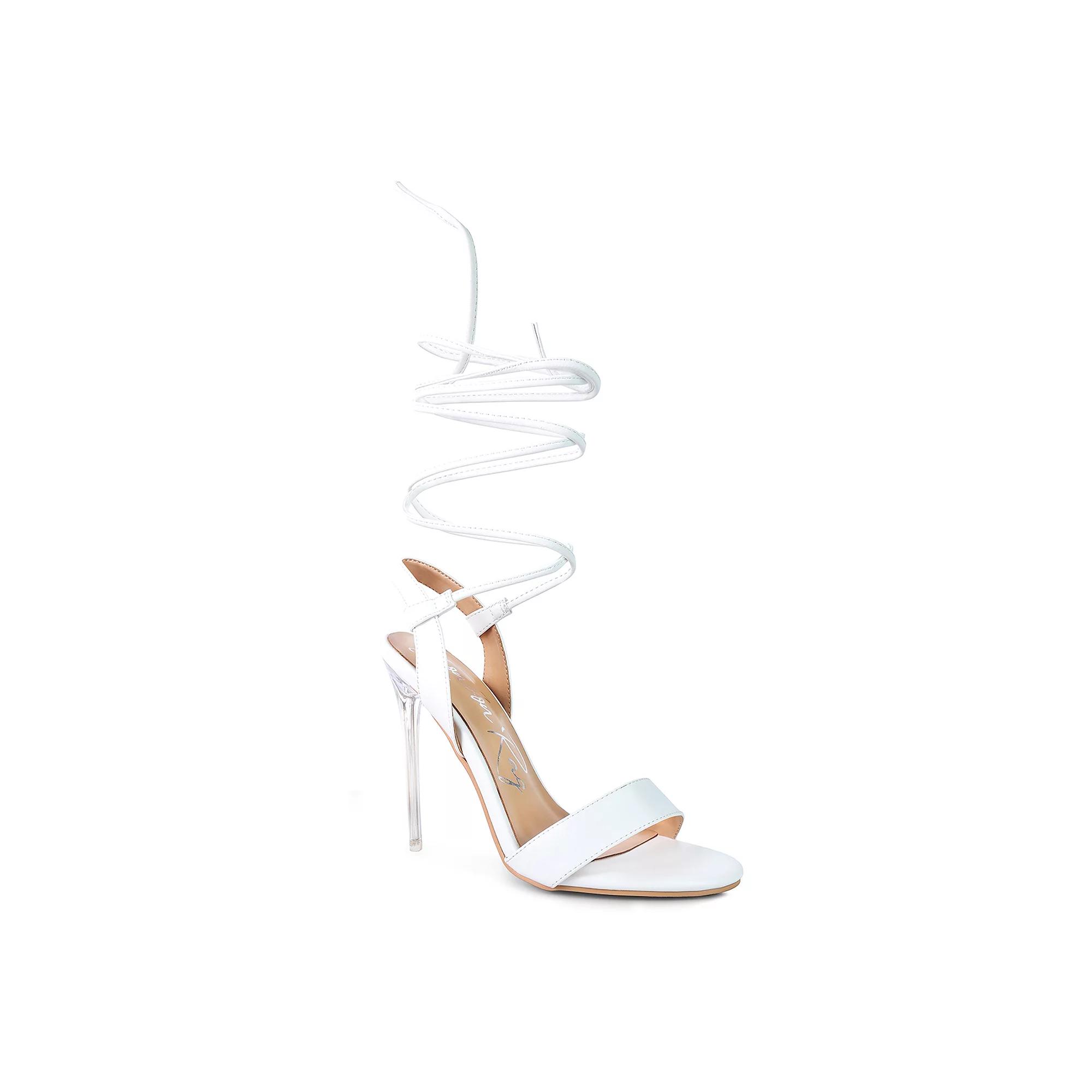 London Rag Sheeny Clear Women's Stiletto Lace Up Dress Sandals,  Product Image