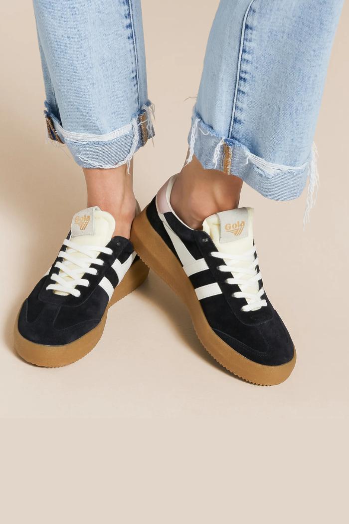 Athena Suede Sneaker - Black/Off White/Rose/Gum Product Image