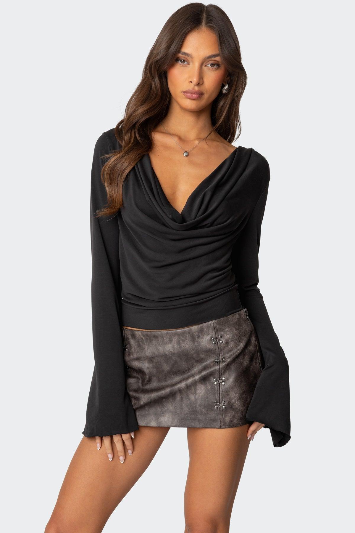 Nira Hooded Cowl Neck Top Product Image