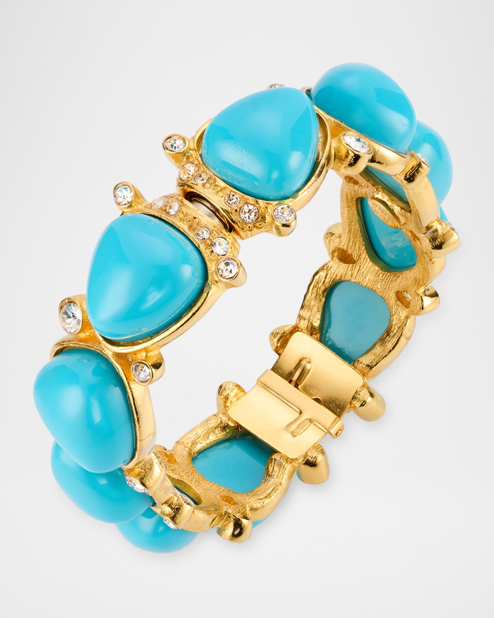 Crystal Dots and Rounded Triangle Cabochon Hinged Bracelet Product Image