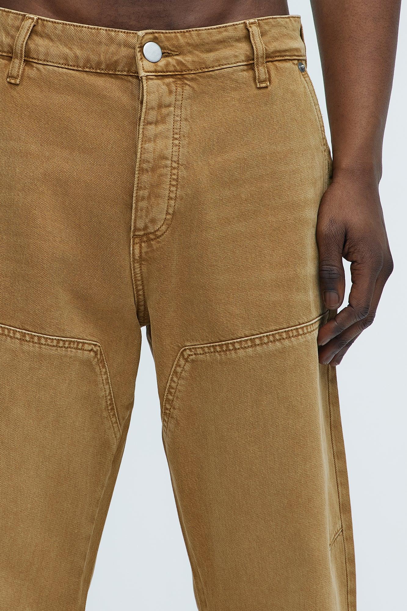 Washed Straight Leg Carpenter Jeans - Khaki Product Image