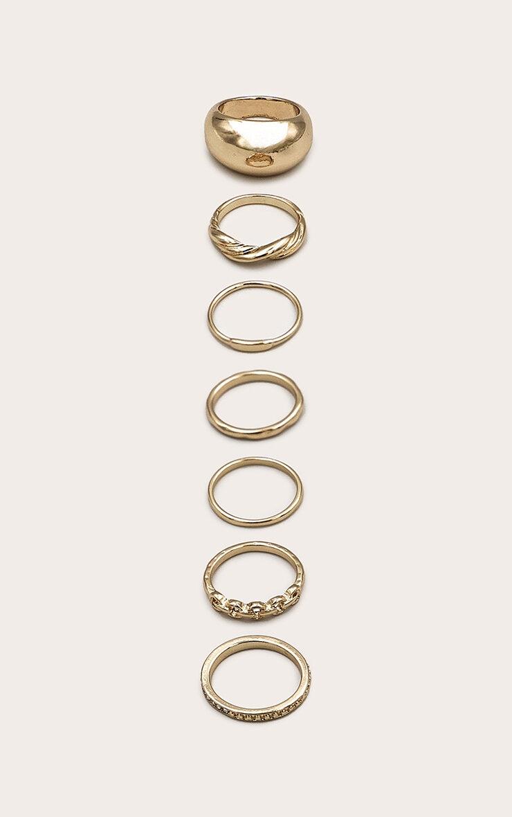 Gold Assorted Diamante Textured Multipack Rings Product Image