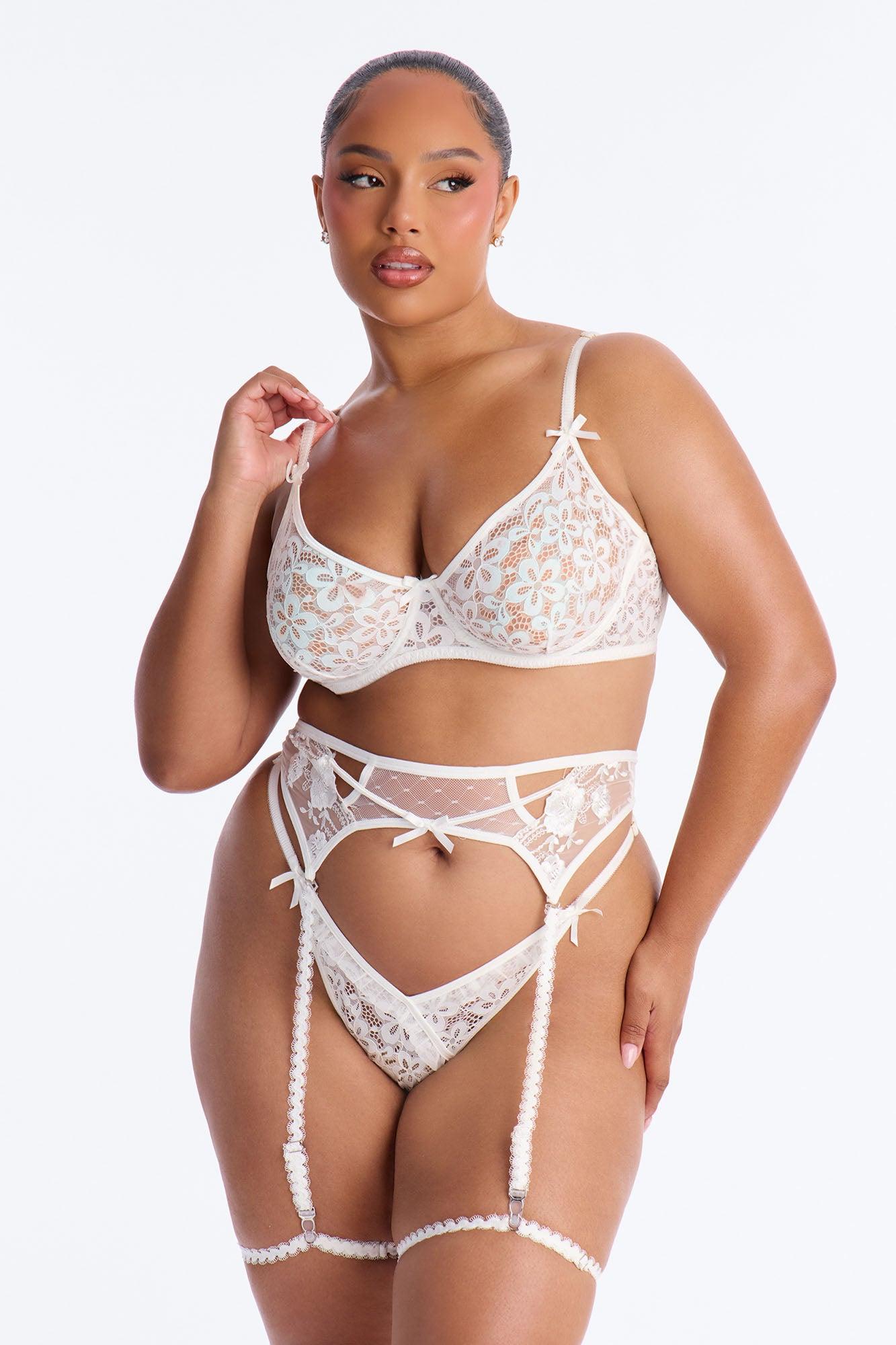 Savanna Underwire Bow Sheer 2 Piece Set - White Female Product Image
