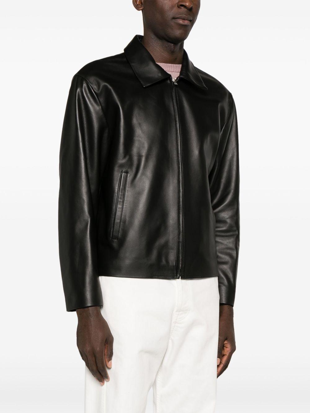 zip-up leather jacket Product Image