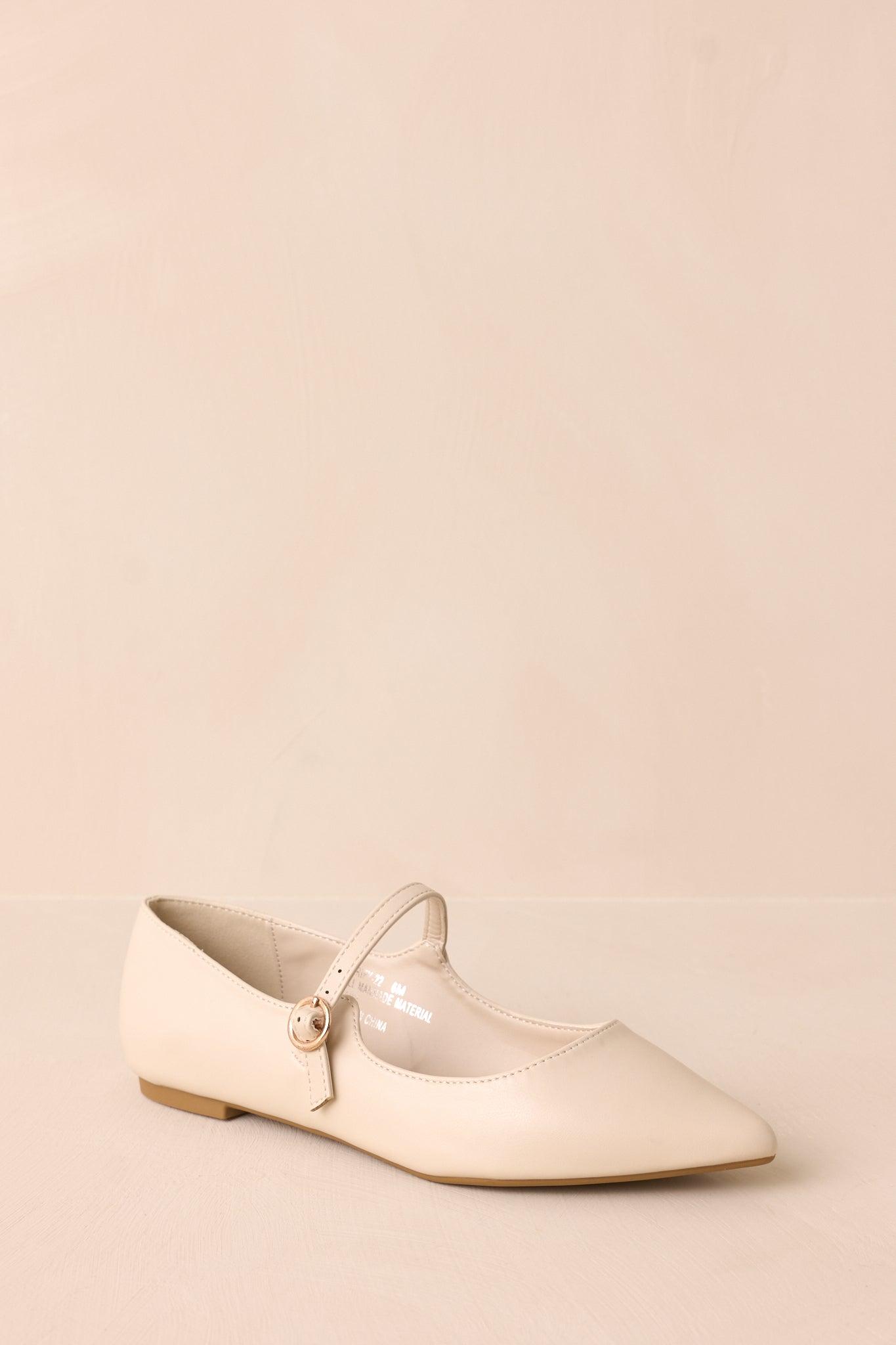 Right Where She Stands Ivory Pointed-Toe Mary Jane Flats Product Image