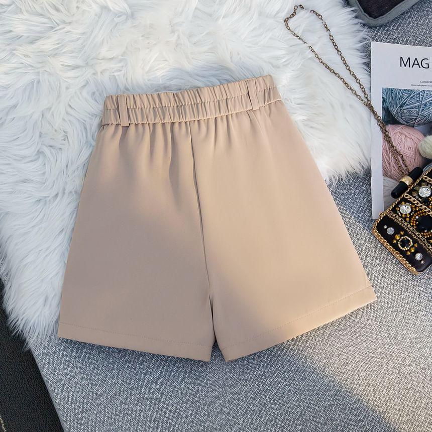 High Waist Plain Dress Shorts Product Image