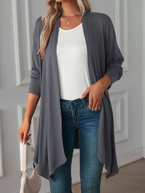 Long Sleeves Loose Solid Color Statement Collar Outerwear Product Image