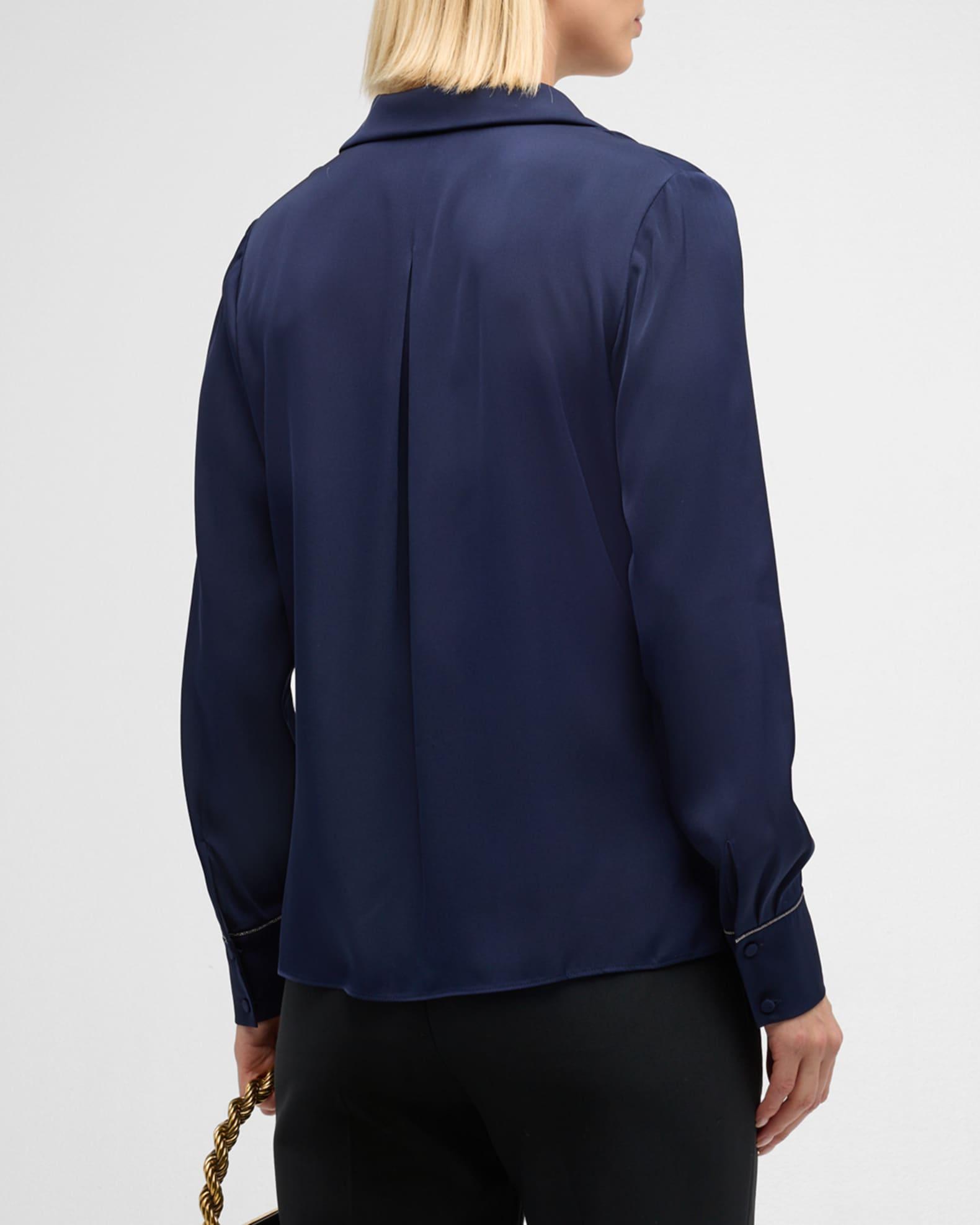 Ceanna Chain-Trim Stretch Georgette Blouse Product Image