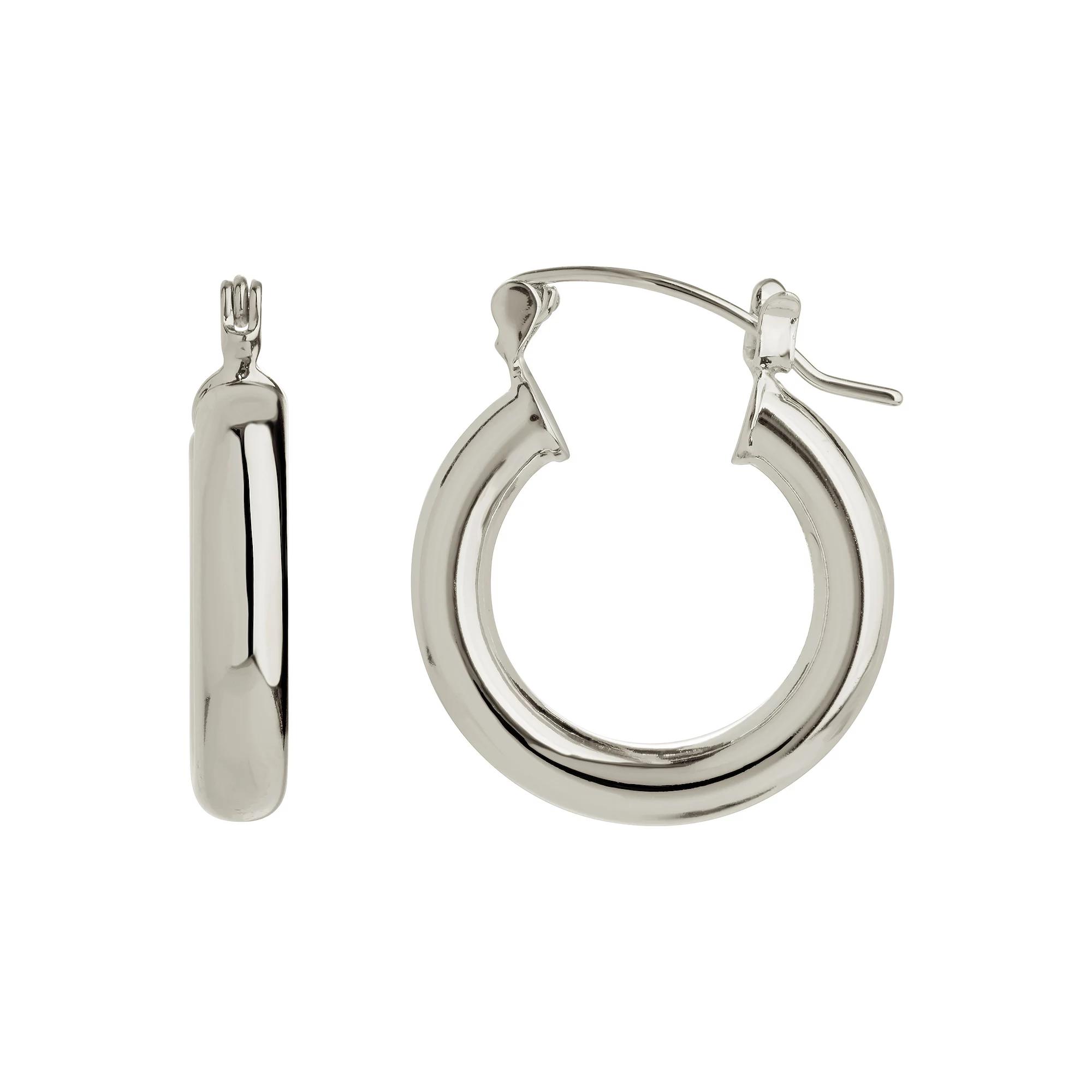 MC Collective Chunky Tube Hoop Earrings, Women's, Silver Tone Product Image