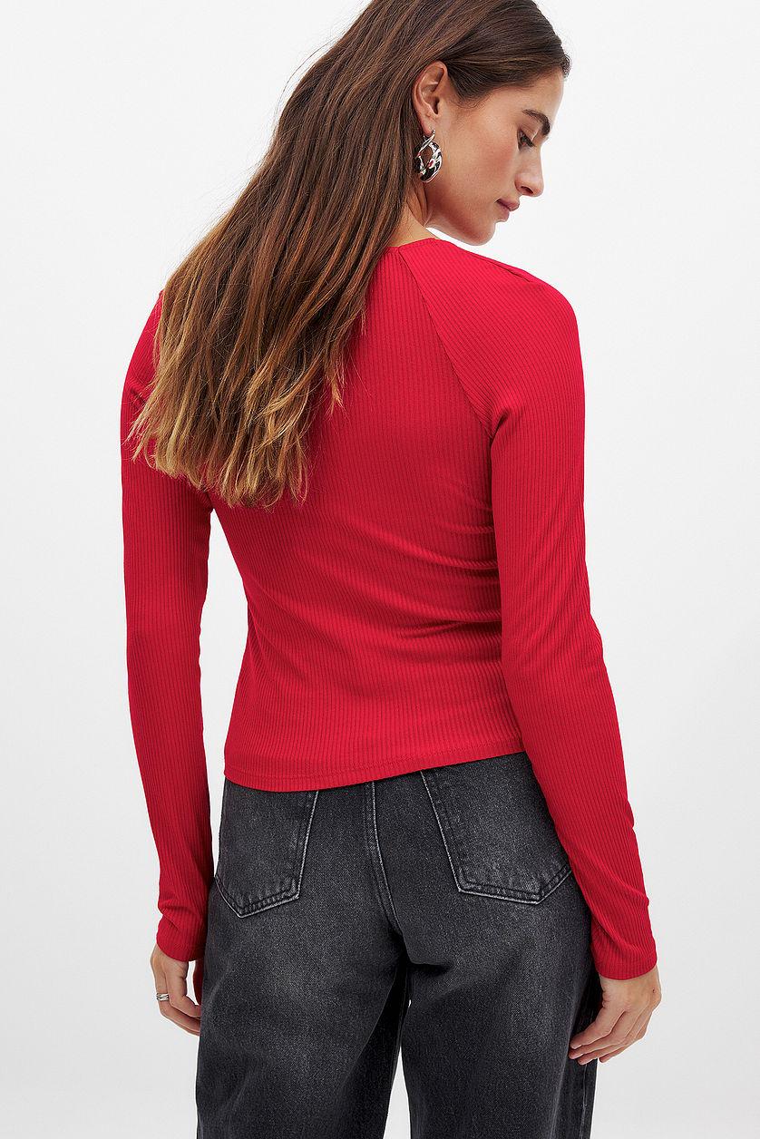 Ribbed Square Neck Detail Top Product Image