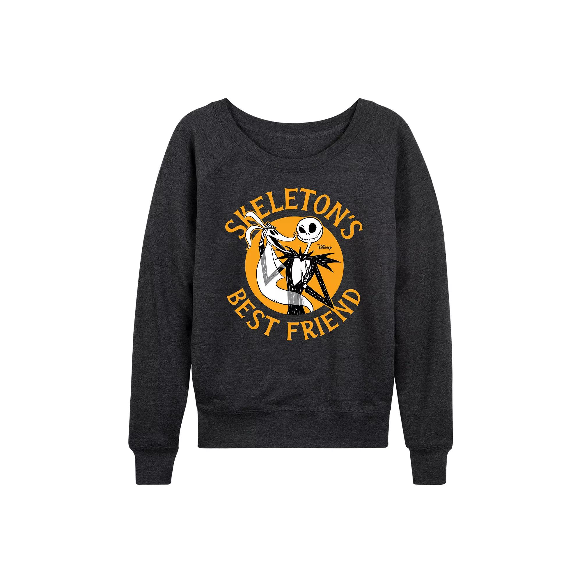 Disney's Nightmare Before Christmas Jack & Zero Women's Skeleton's Best Friend French Terry Long Sleeve Tee,  Product Image
