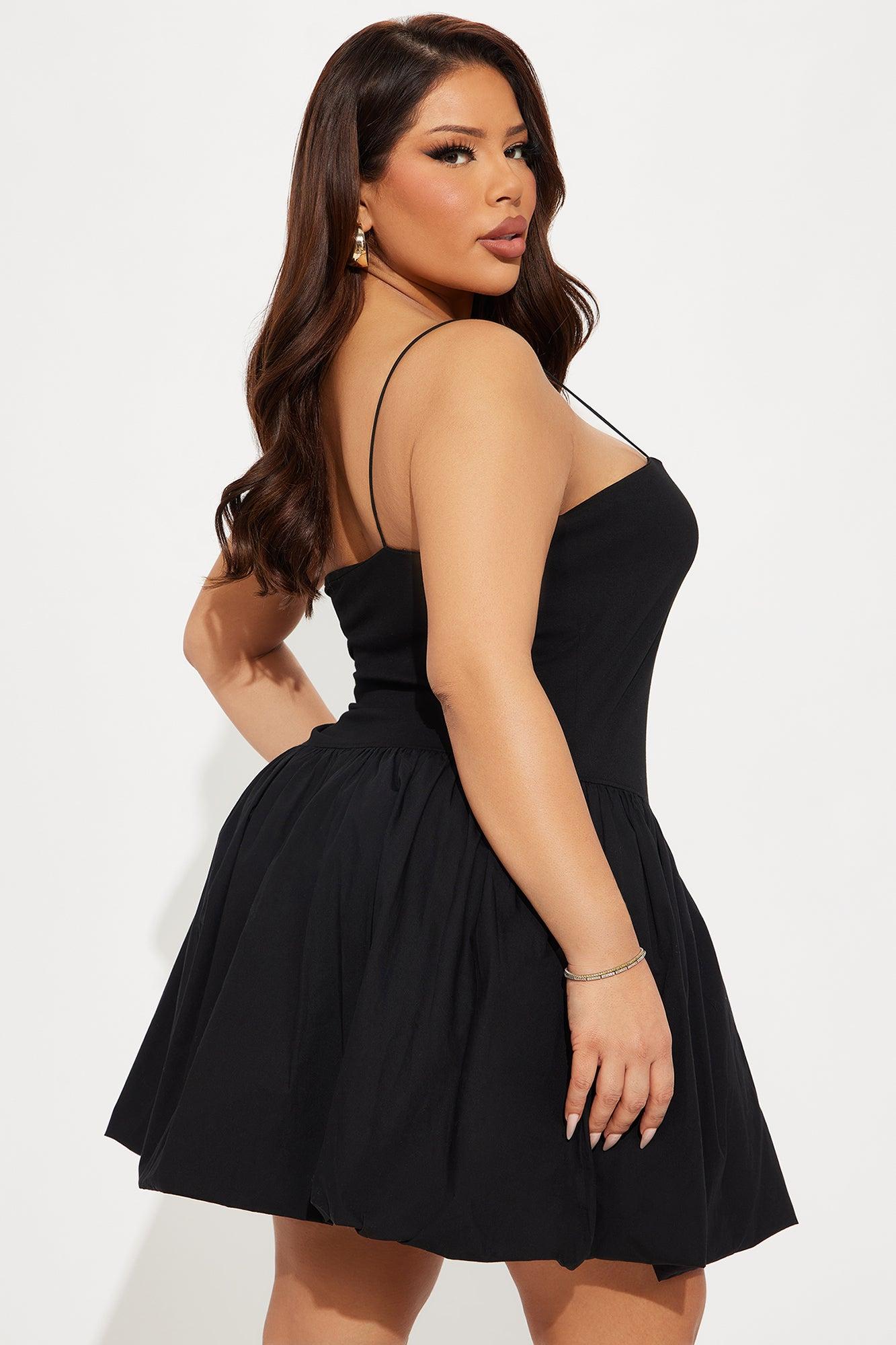 Lisa Bubble Mini Dress - Black Product Image