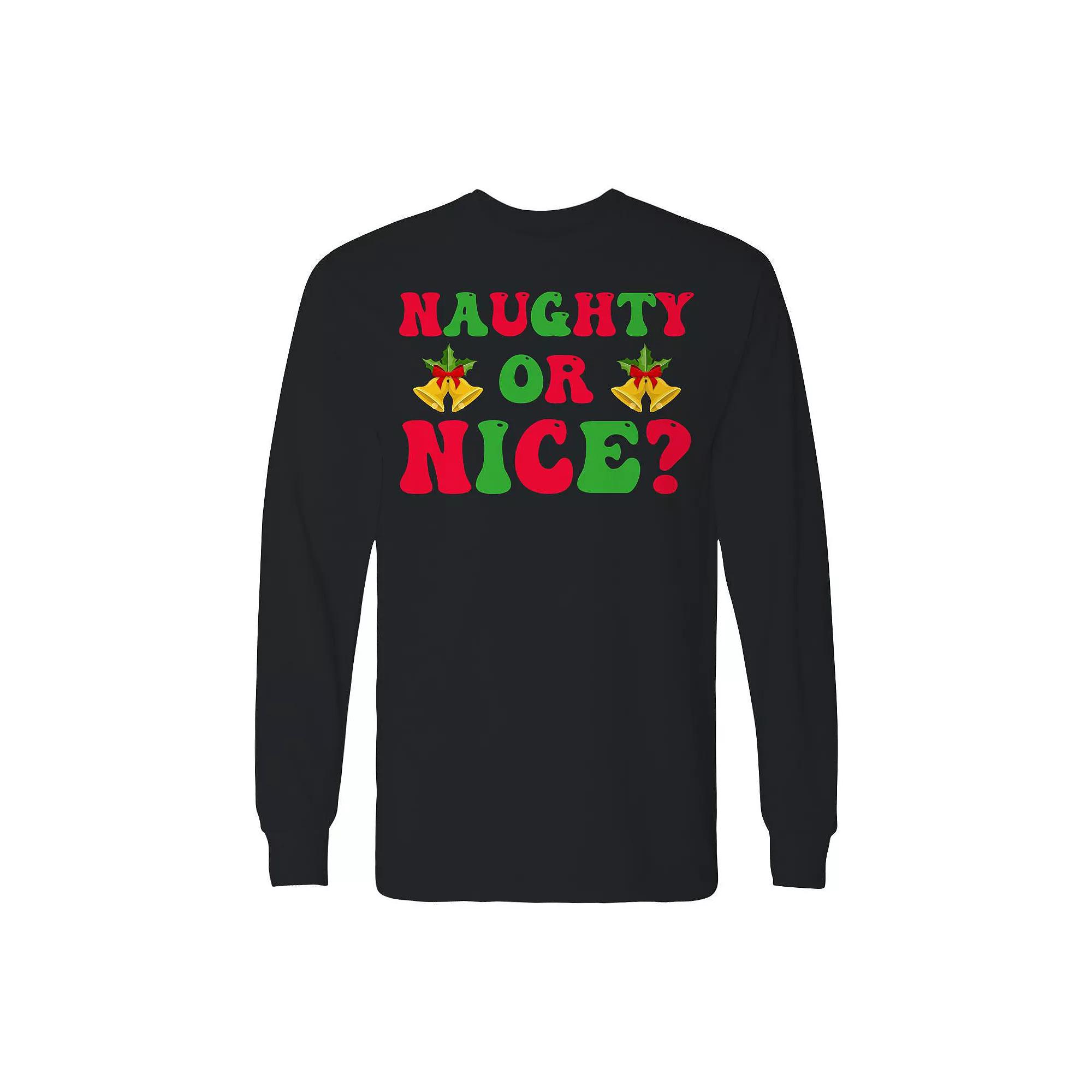 Men's Christmas Naughty Or Nice Long Sleeve Graphic Tee, Adult Unisex,  Product Image