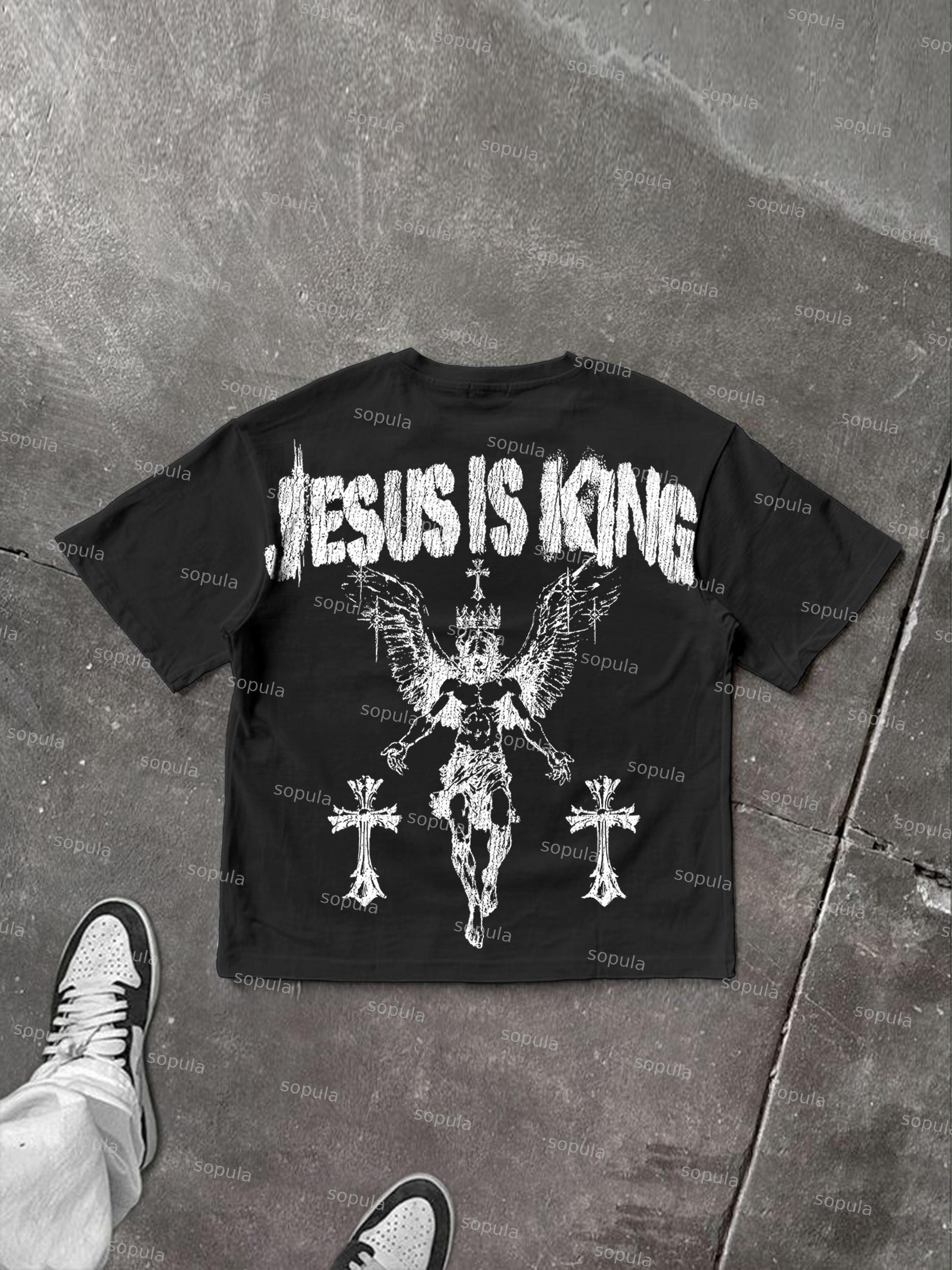 Jesus Is King Cross Print Cotton T-shirt Product Image