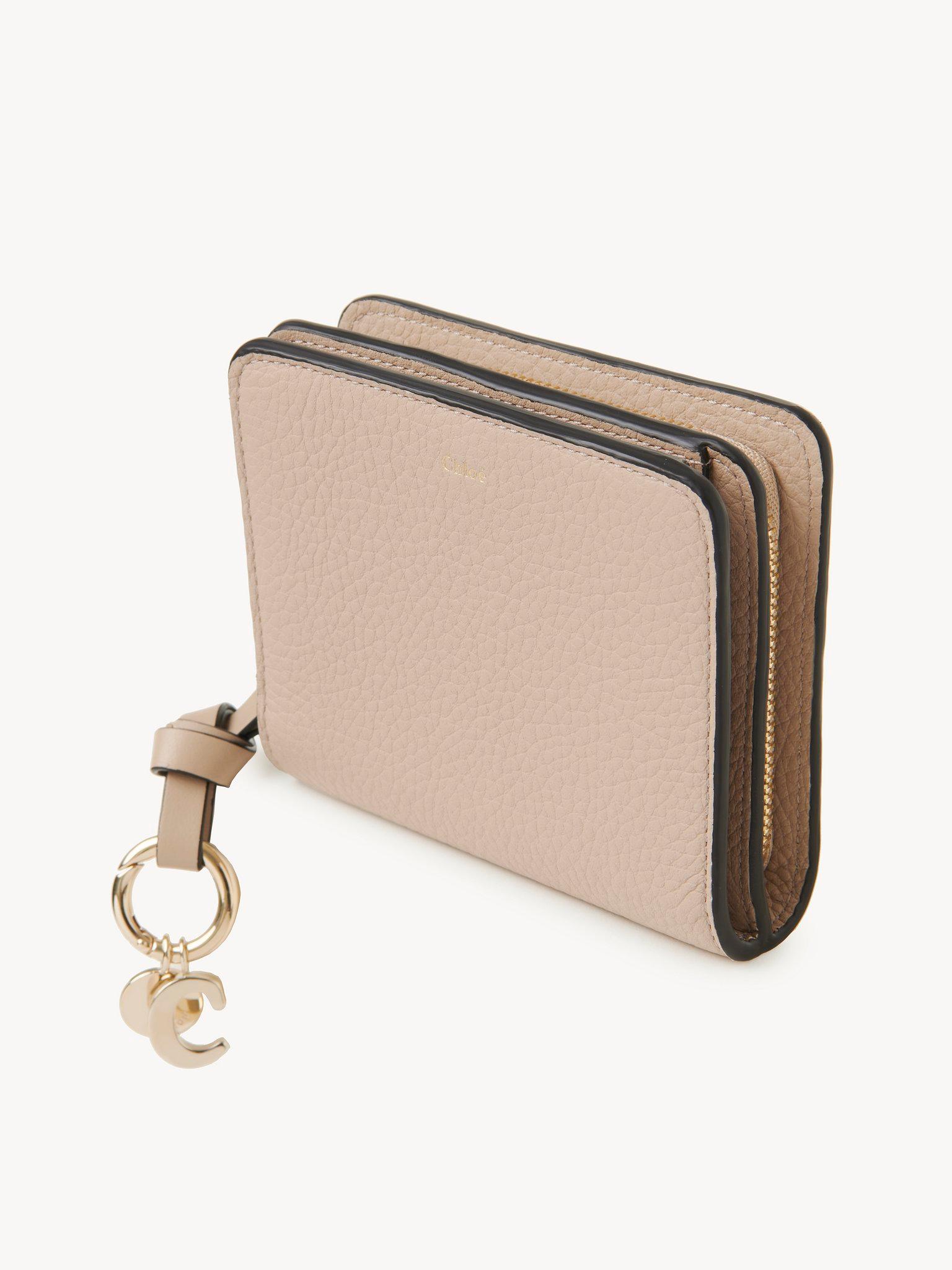 Alphabet compact wallet in grained leather Product Image