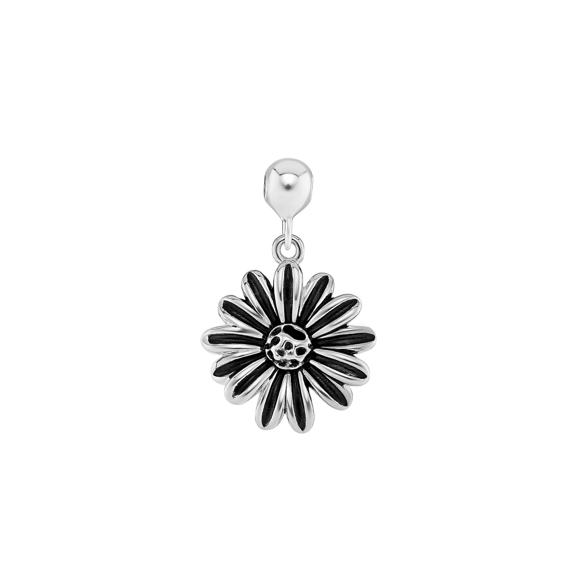 PRIMROSE Sterling Silver Polished Oxidized Flower Sliding Charm, Women's Product Image