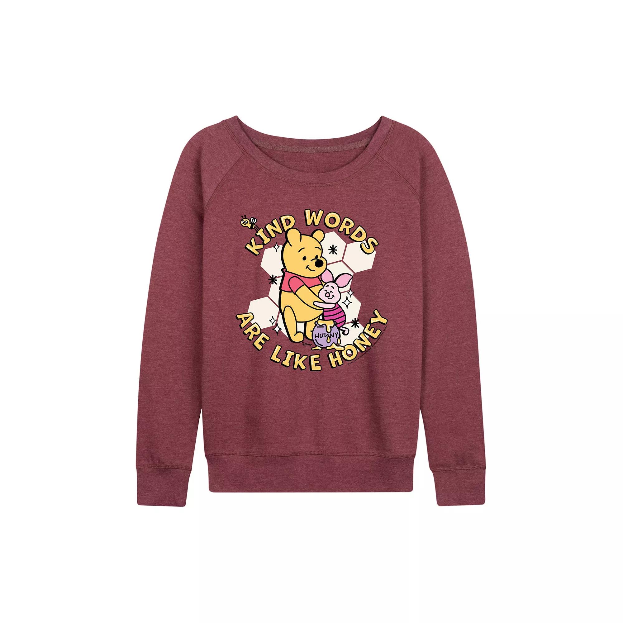 Disney's Winnie the Pooh Piglet & Pooh Women's Kind Words French Terry Long Sleeve Tee, Girl's,  Product Image