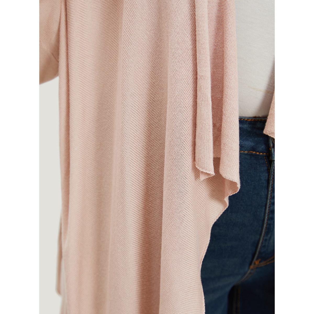 Plus Size Supersoft Essentials Solid Asymmetrical Hem Lapel Collar Cardigan DustyPink Women Casual Loose Long Sleeve Dailywear Cardigans BloomChic 18-20/2X Product Image